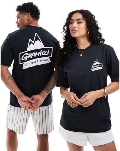 Gramicci Camiseta negra unisex con estampado pixelado en la parte delantera - Negro