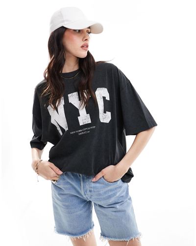 ASOS Oversized T-shirt With Nyc Graphic - Grey