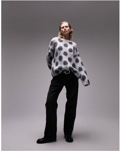 TOPSHOP Spot Crewneck Sweater - Gray