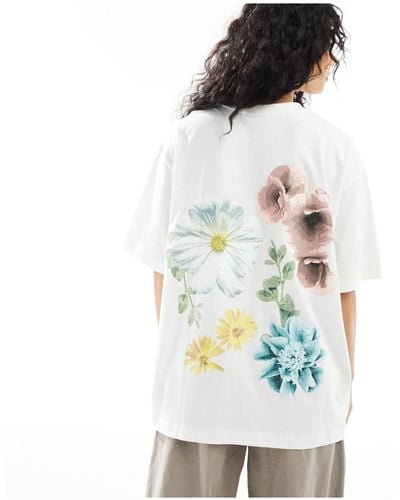 ASOS Boyfriend Fit T-shirt With Garden Club Back Graphic - White