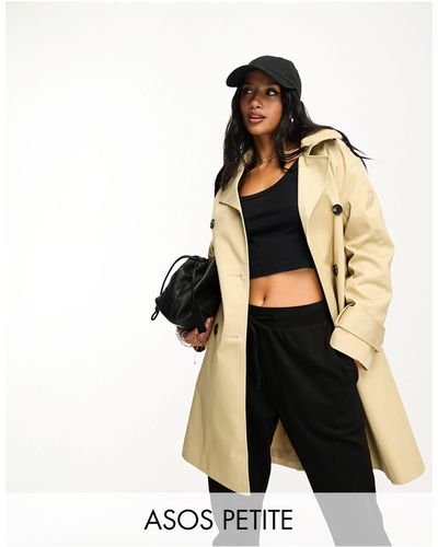 ASOS Asos Design Petite - Halflange Trenchcoat - Zwart