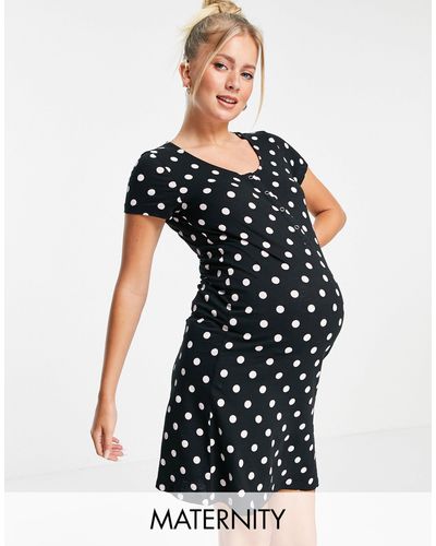 Mama.licious Mamalicious Maternity Cotton Night Gown With Nursing Function - Black