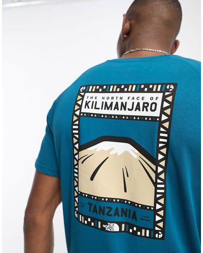 The North Face Faces - T-shirt Met 'kilimanjaro'-print Op - Blauw