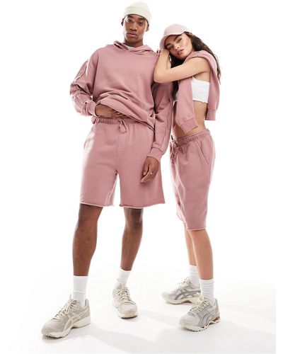 ASOS Unisex Co-ord Oversized Shorts With Raw Hem - Pink