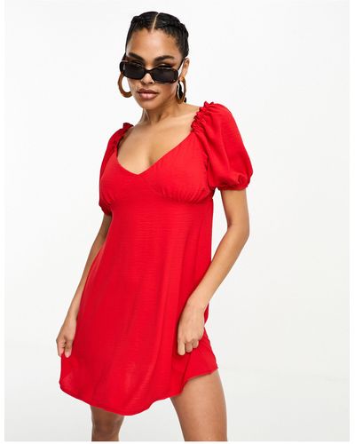 I Saw It First Puff Sleeve Mini Dress - Red