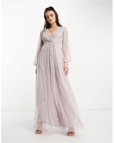 Frock and Frill Bridesmaid Sequin Plunge Front Maxi - Pink