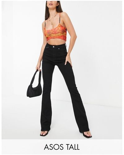 ASOS Asos Design Tall - 'lift & Contour' - Vormgevende Flared Stretchjeans Met Hoge Taille - Zwart