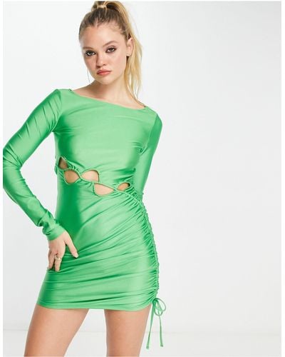NA-KD Mini-jurk Met Uitsnijdingen - Groen