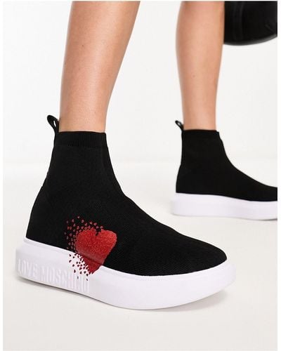 Love Moschino Soksneakers Met Hartlogo - Zwart