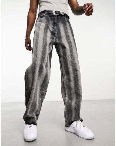 Collusion – x014 – weite, gestreifte jeans im 90er-stil - Grau