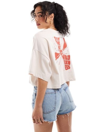 ONLY 'symphony Of The Wilderness' Back Graphic Cropped Tee - White