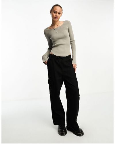 Weekday Nadina Fine Knit Sweater With Scoop Neck - White