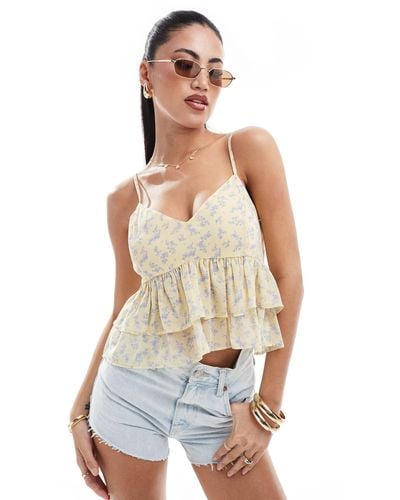 Hollister Co-ord Floral Babydoll Top - White