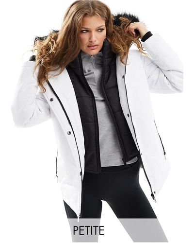 Threadbare Petite - ski - cappotto bianco con fodera trapuntata - Nero