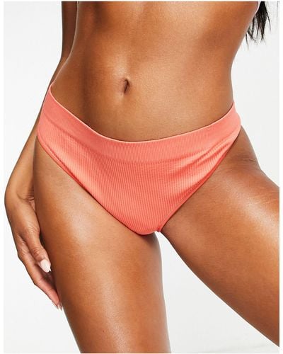 New Look Ribbed Seamless Thong - Orange