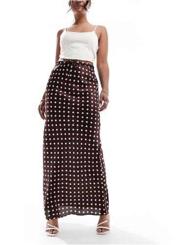 Style Cheat Satin Maxi Skirt With Tie Waist - Brown