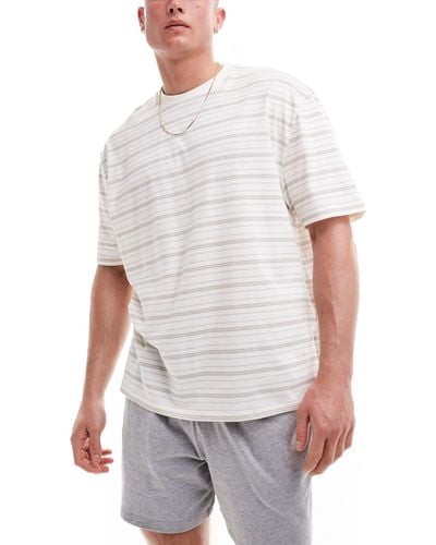 ASOS Stripe T-shirt And Shorts Pajama Set - White