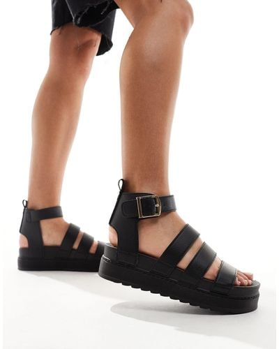 Truffle Collection Wide Strap Sandals - Black