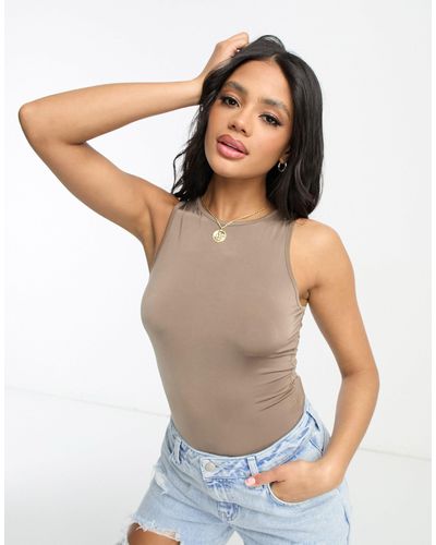 Missguided Body negro sin costuras con espalda - Blanco