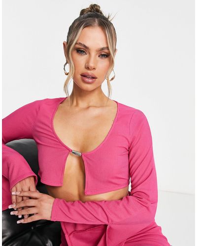 EI8TH HOUR Clasp Detail Crop Top - Pink