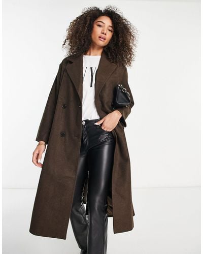Y.A.S Oversized Double Breasted Coat - Brown