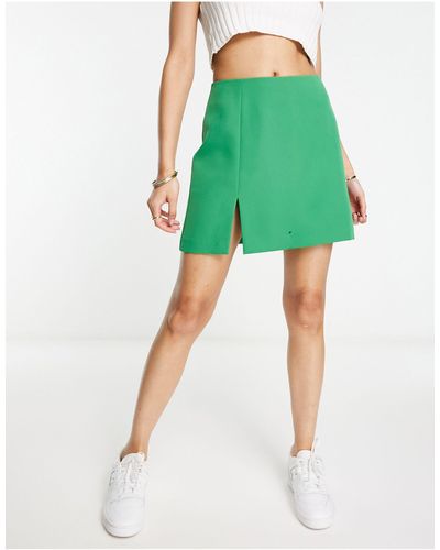 Miss Selfridge Slit Hem Mini Skirt - Green