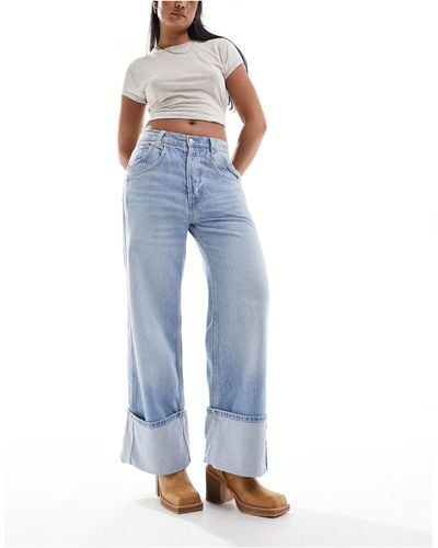 Free People Slouchy Low Rise Jeans - Blue