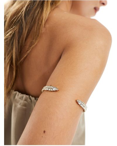 ASOS Arm Cuff With Wraparound Crystal Design - Metallic