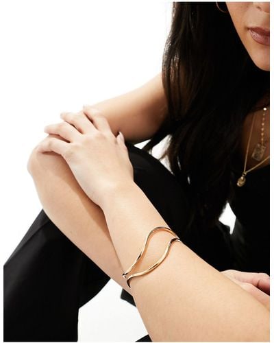 ASOS Cuff Bracelet With Wire Abstract Design - Black
