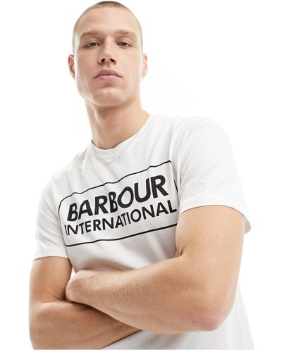 Barbour – essential – es t-shirt mit großem logo - Natur