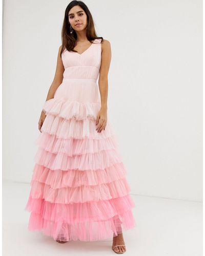 Naf Naf Princess Mesh Layer Ombre Dress - Pink