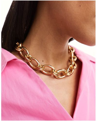 ASOS Necklace With Circular Chain Link Design - Pink