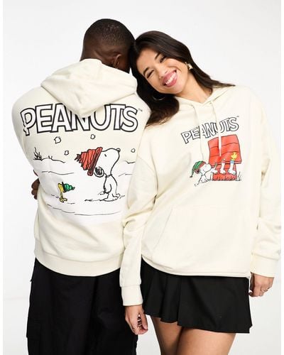 ASOS Unisex License Oversized Hoodie With Snoopy Christmas Prints - Natural