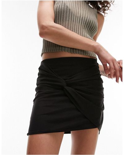 TOPSHOP Knotted Mesh Mini Skirt - Black