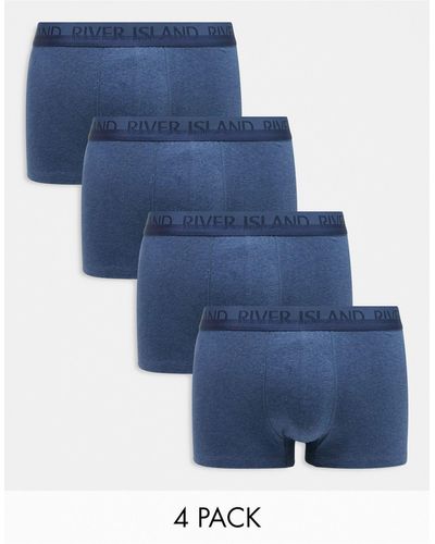 River Island Confezione da 4 paia di boxer aderenti mélange - Blu