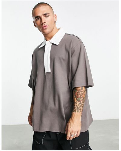 Weekday Pascal - polo oversize - Gris