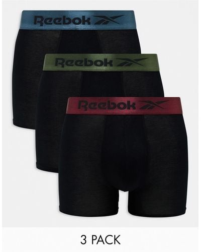Reebok Collier 3 Pack Trunks With Shine Waistband - Black