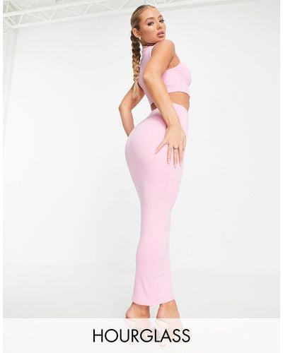 Naked Wardrobe Hourglass Midi Skirt - Pink