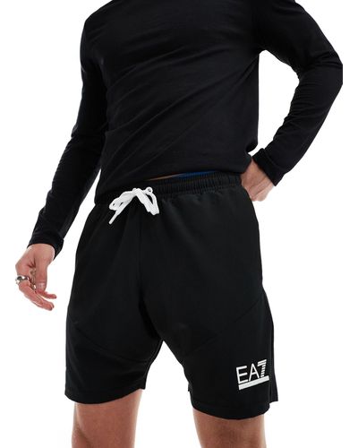 EA7 Armani - - pantaloncini neri con logo - Nero
