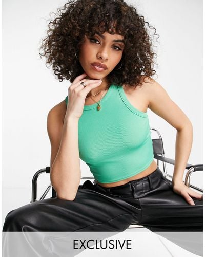 Missguided Basics Ribbed Sleeveless Crop Top - Green