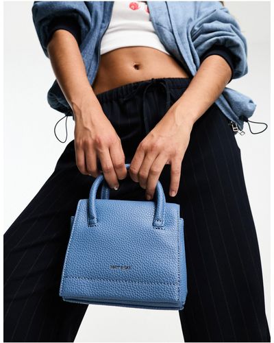 Matt & Nat Adel Micro Vegan-friendly Leather Top Handle Mini Bag - Blue