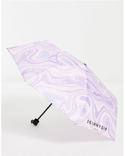 Skinnydip London – regenschirm mit lila wirbelmuster - Pink