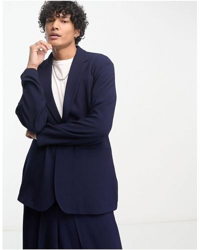 ASOS Relaxed Oversized Soft Tailored Suit Jacket - Blue