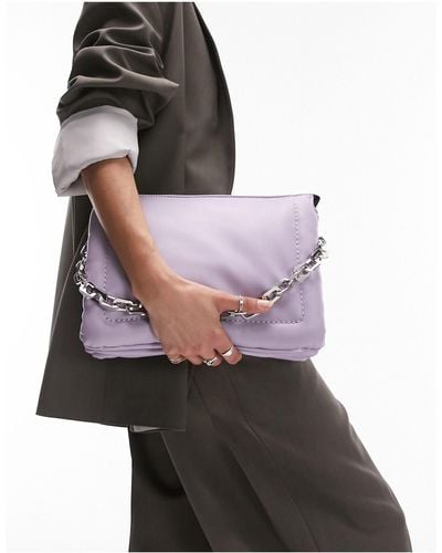 TOPSHOP Charley Oversized Chain Clutch Bag - Purple
