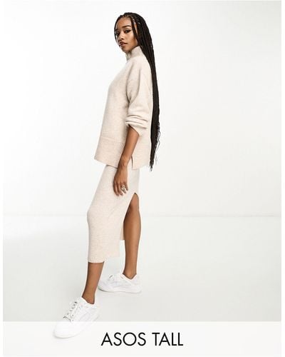 ASOS Asos Design Tall Knit Midi Skirt - White