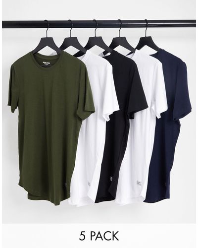 Jack & Jones Set Van 5 Lange T-shirts Met Ongelijke Zoom - Meerkleurig