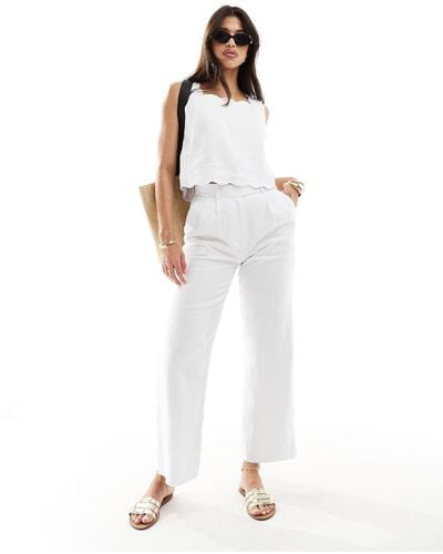 Abercrombie & Fitch Linen Blend Sloane Trouser - White