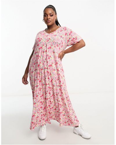 Yours Pleat Front Maxi Dress - Pink