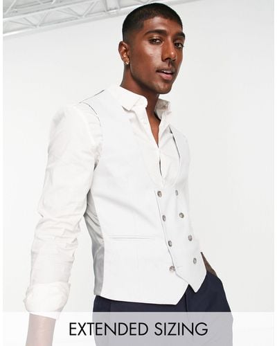 ASOS Wedding Skinny Suit Vest With Micro Texture - White