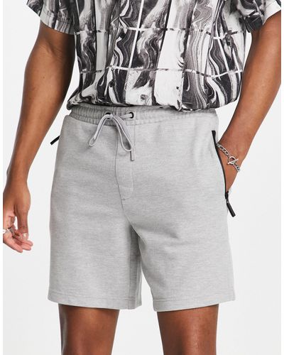 Pull&Bear Sweat Shorts With Pocket Detail - Grey